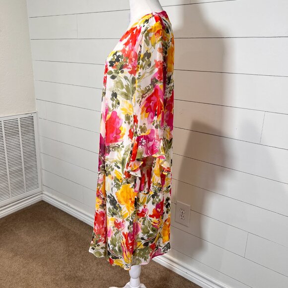 Calvin Klein Sheer Floral Dress w/ Flutter Sleeve Size 14 - Picture 4 of 8